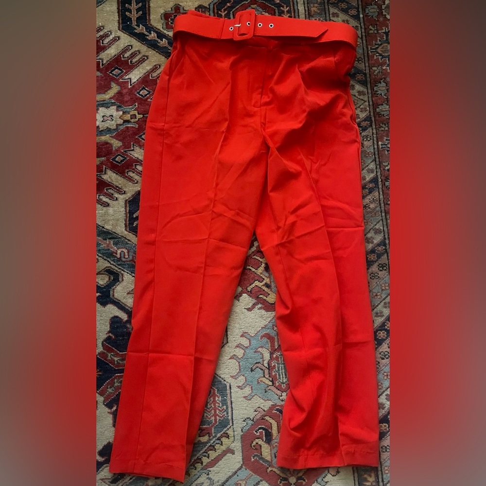 NY&CO Red High waisted wide leg trousers w/belt size 16 3/$20